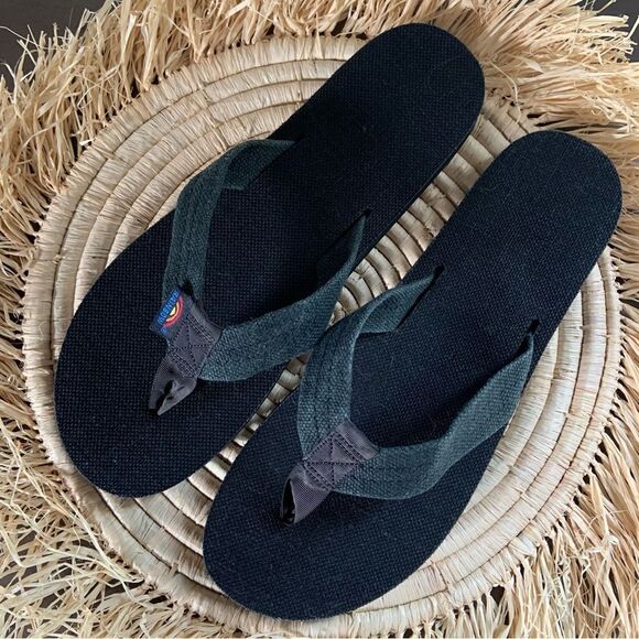 RAINBOW Women’s Single Layer 1” Strap Hemp Sandals Black 10 - Picture 1 of 14